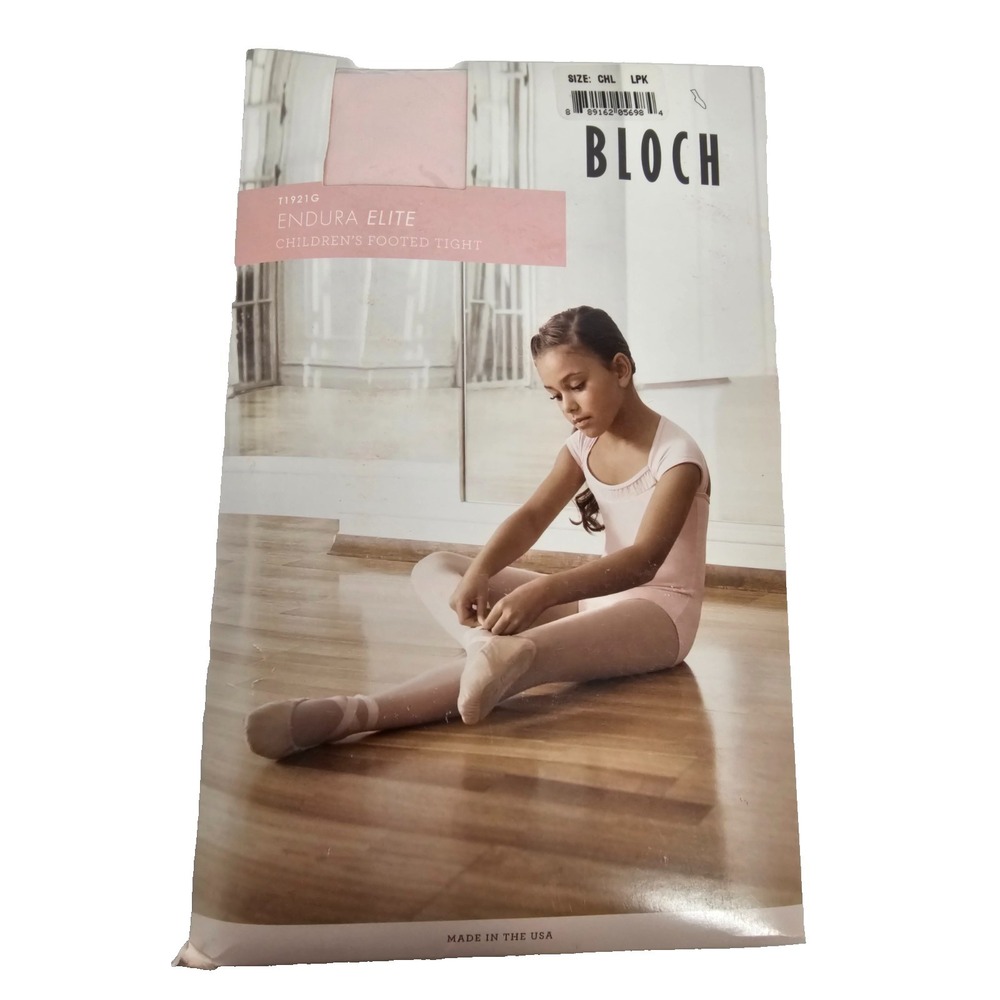 New Bloch Endura Elite Pink Children's Footed Dance Tights~Size Child Large